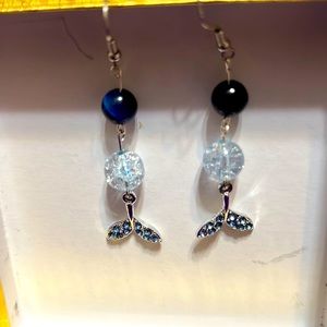 Earrings with mermaid blue tail